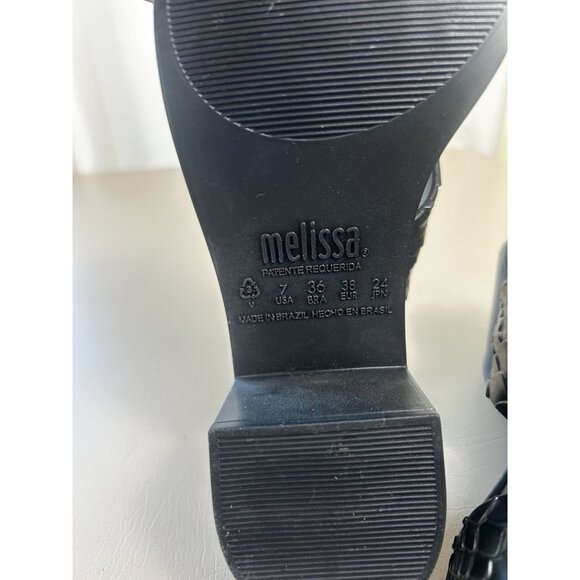 Melissa x Baja East Collab Black Python Strappy Block Heel Slide Sandals Women 7 - Picture 3 of 13